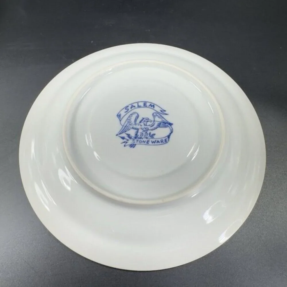Vintage Salem Pottery Stoneware Sauce Dish With‎ Under plate Gravy Boat Set VTG